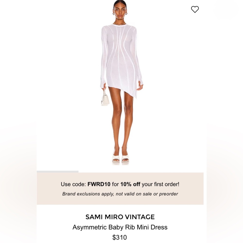 Sami Miro Vintage White Asymmetric Baby Rib Mini Dress